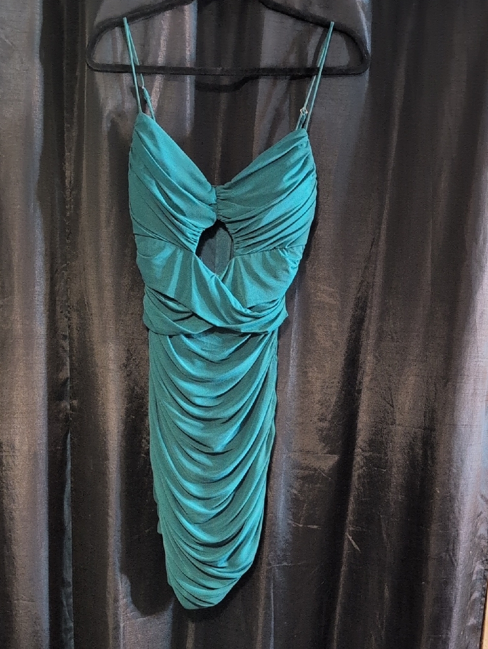 Windsor Teal Ruched Cutout Mini Dress